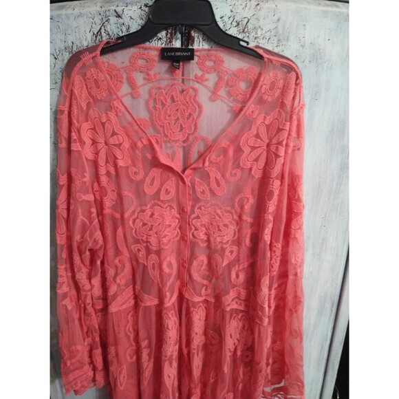 Lane Bryant Flared Embroidered Sheer Floral Top 26/28 Boho Feminine Cottagecore - Picture 2 of 10